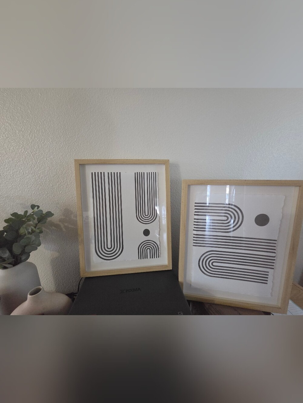 Threshold Black & White Minimalist Line Print Pair